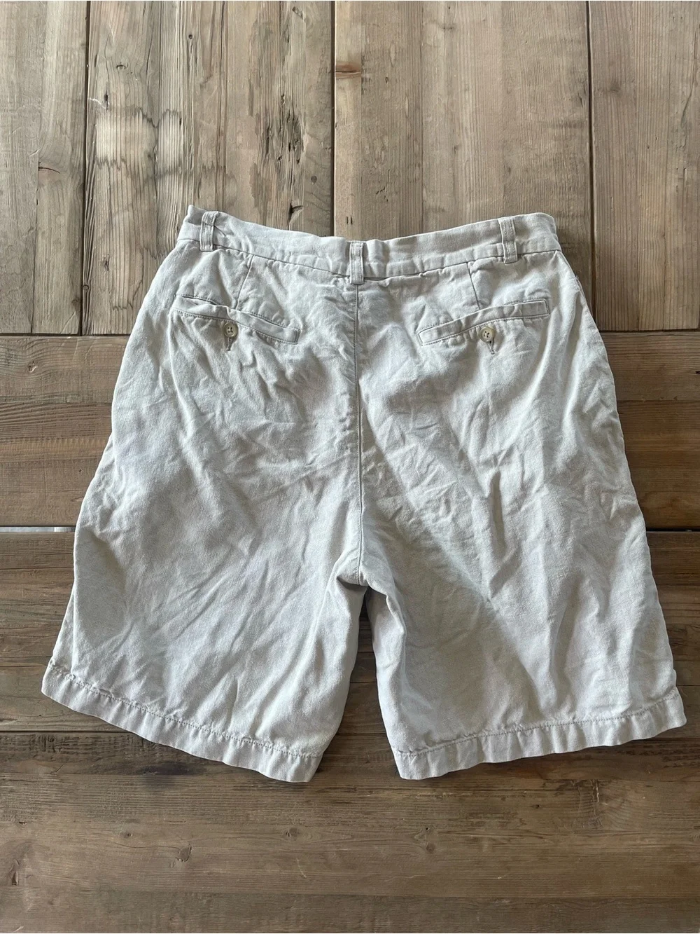 100% Linen J. Crew Men's Light Beige Flat-Front Shorts